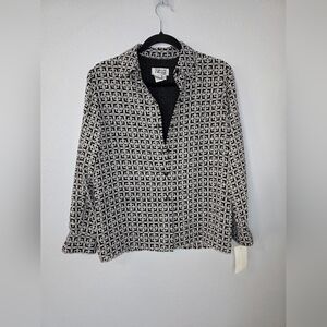 Style & Co. Black and Gray Patterned Top